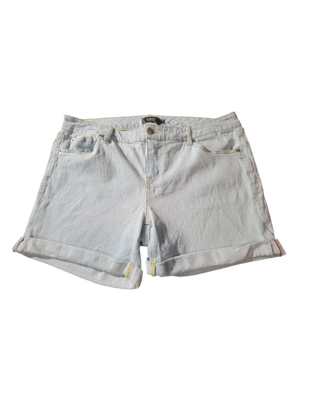 Torrid Womens Light Wash Denim Shorts Size 16 Rolled Hem Stretch Cotton Casual